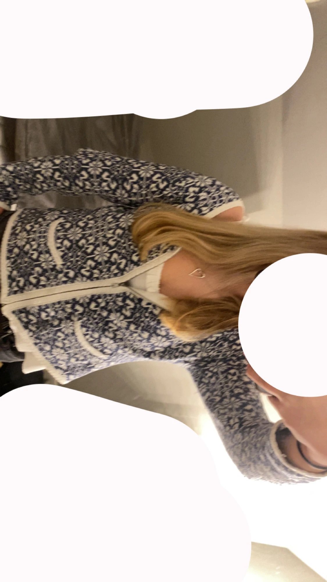 Blåvit mönstrad kofta med dragkedja - 1