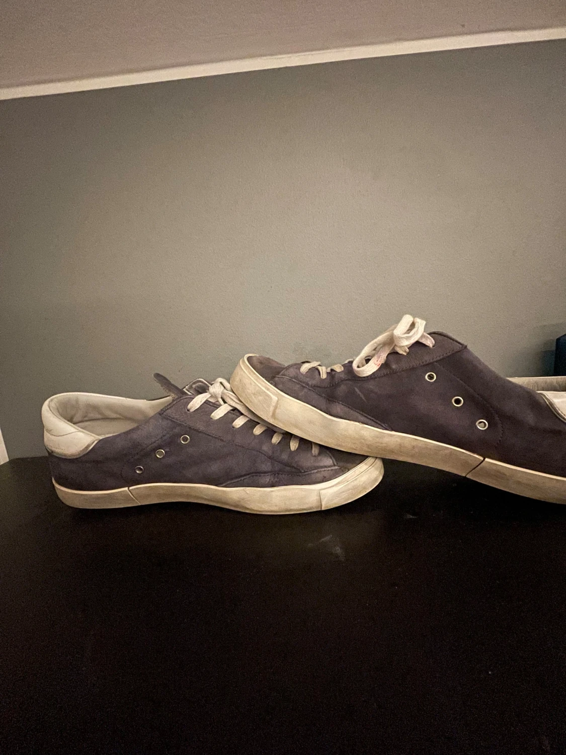 Philippe Model blå sneakers med mocka - 1