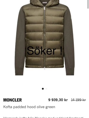 Söker!Kofta padded hood olive green - Kofta padded hood olive green.. betalar bra 