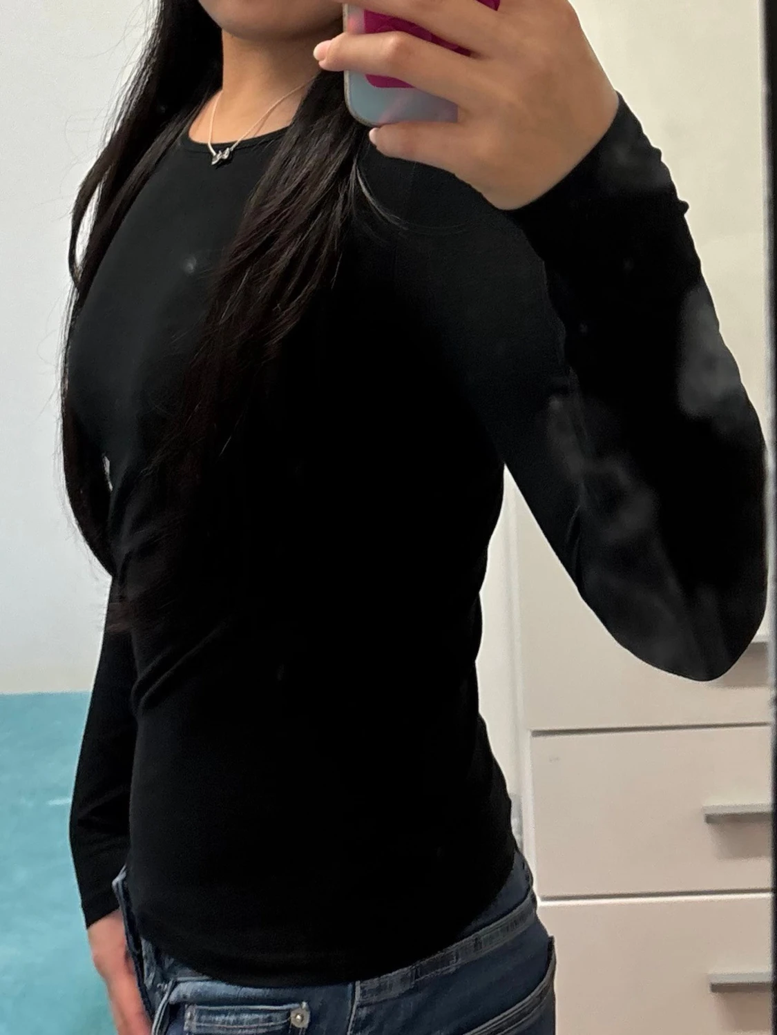 Svart långärmad topp i bomull - 2