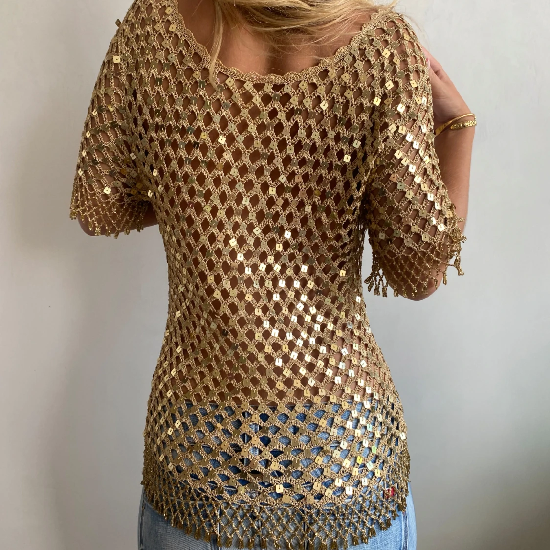 Galet snygg vintage paljettopp glaspärlor Ibiza vibes  - 2