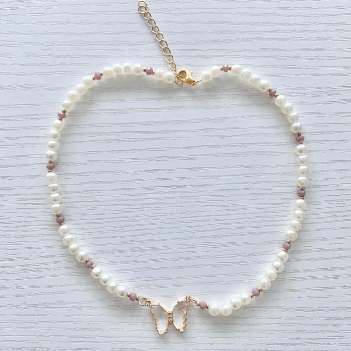 Diamant Fjärils Halsband- Lilla Kristall