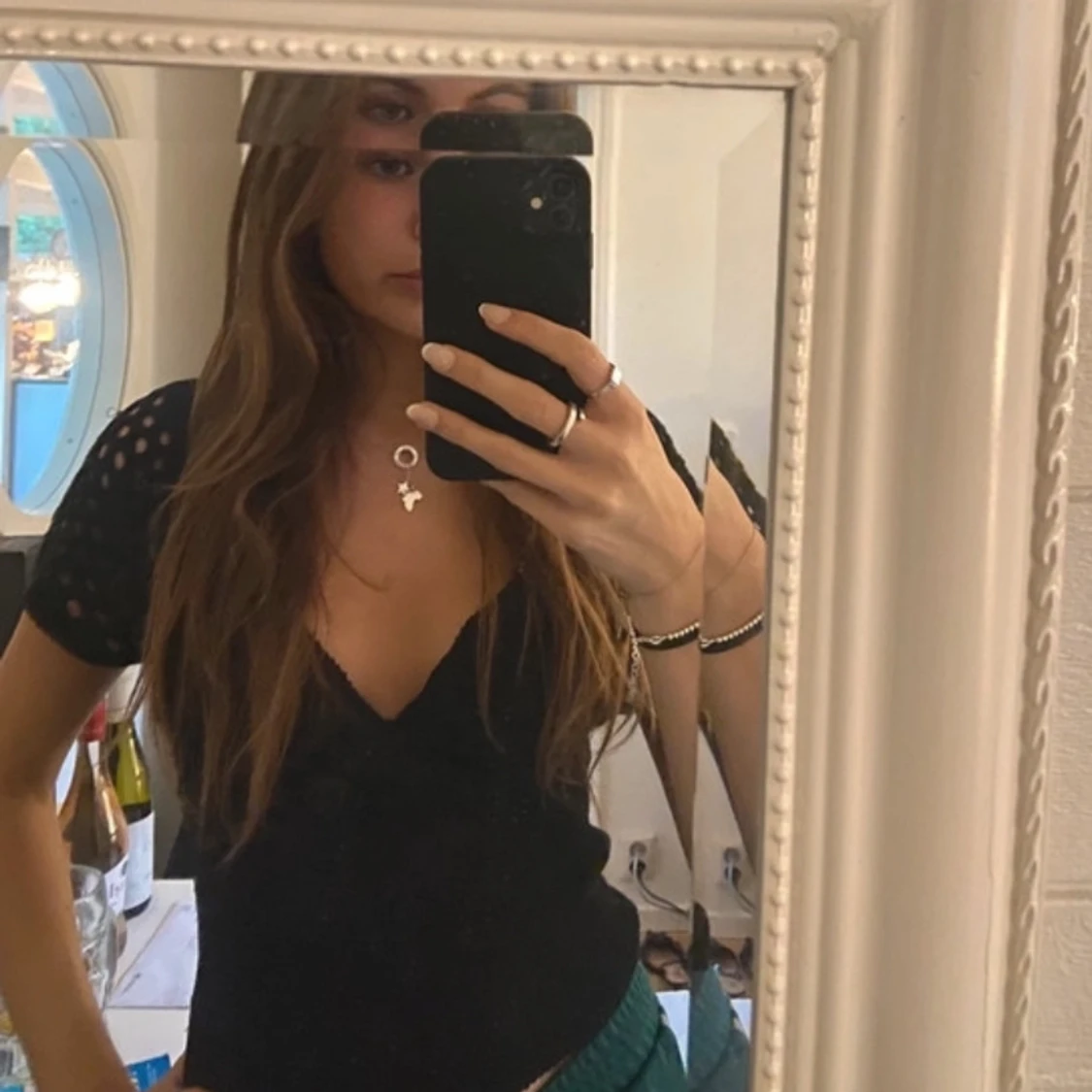 Svart stickad fest topp  - 1