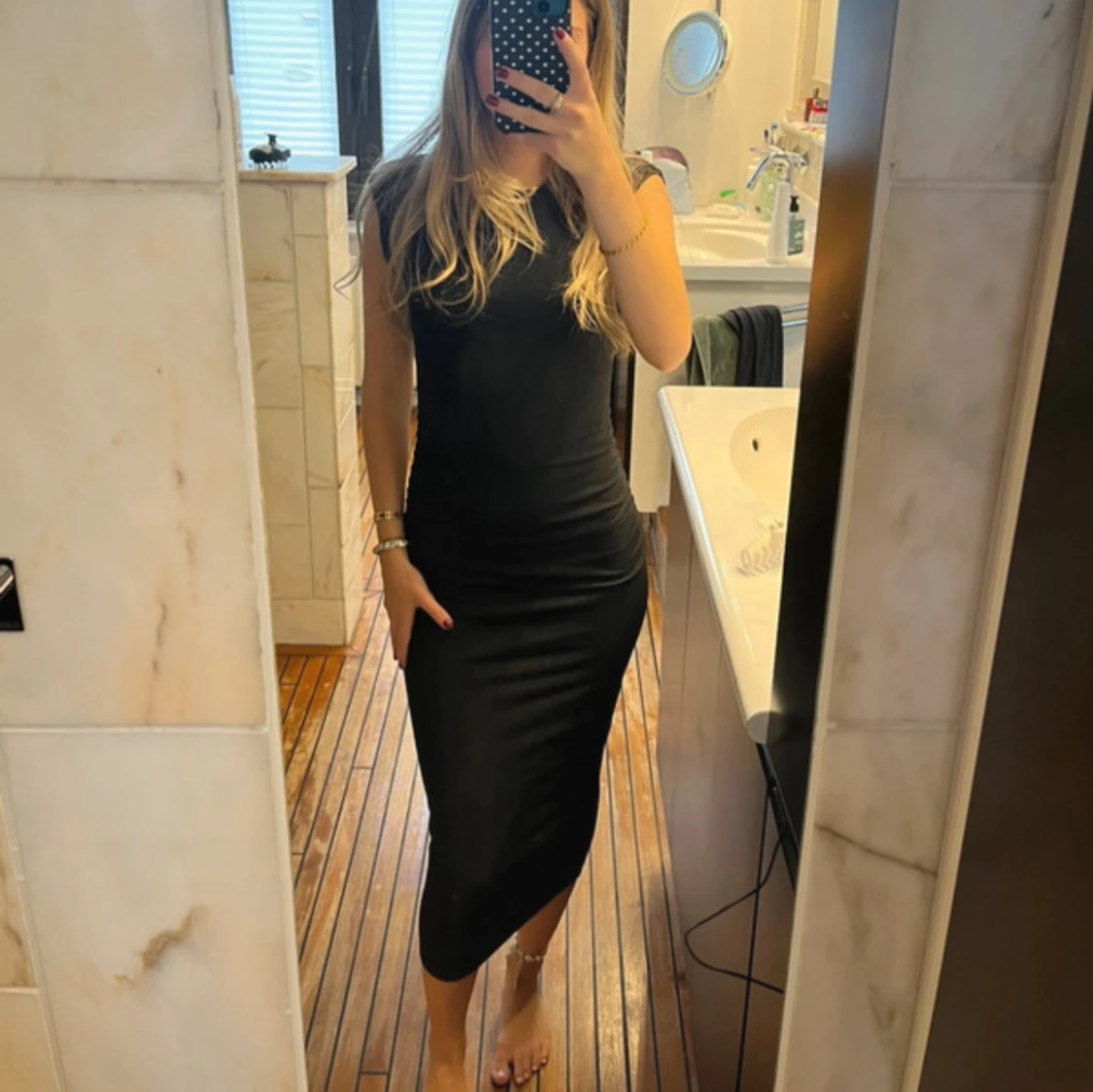 Svart långklänning i bomull