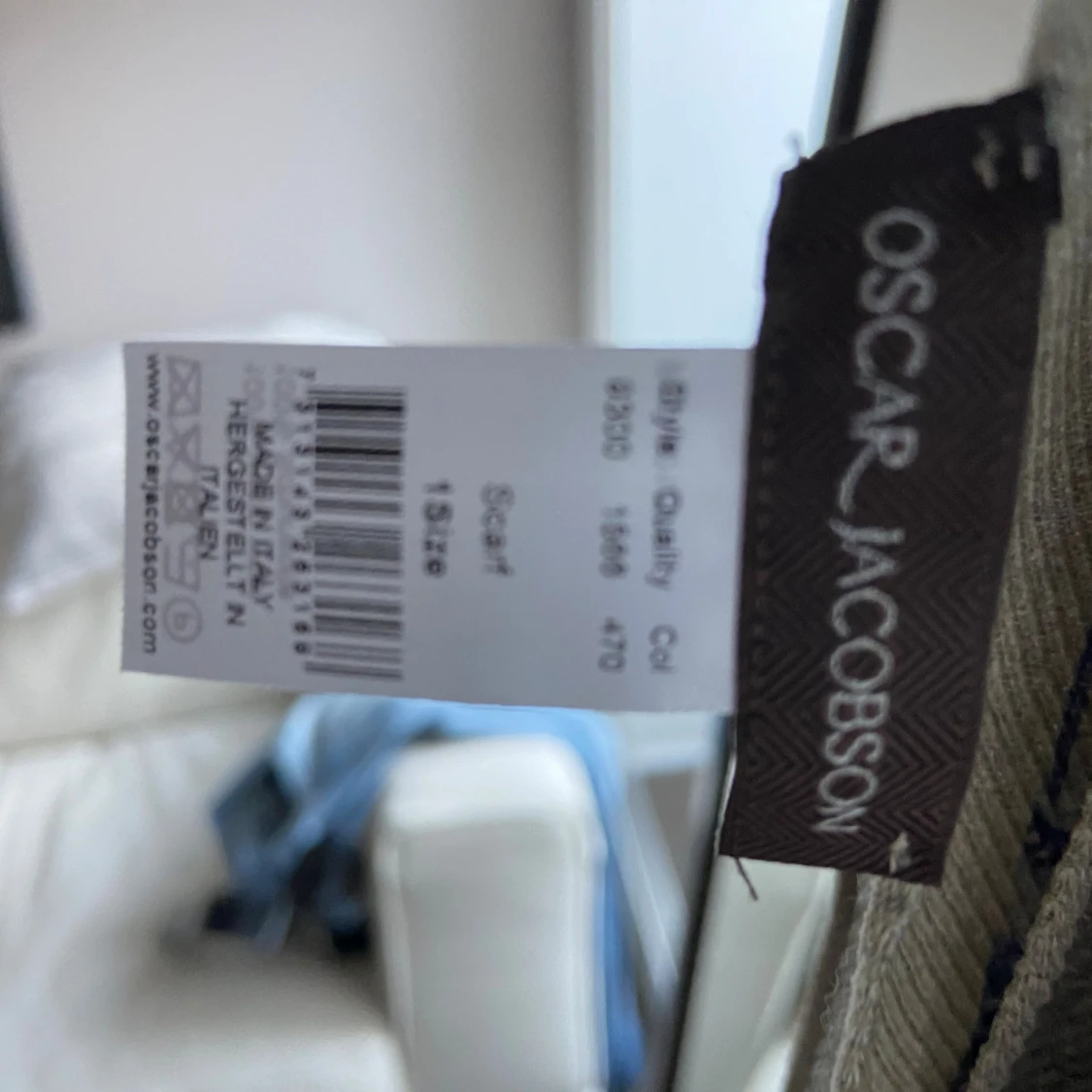 Beige-blå paisleyscarf Oscar Jacobson - 4