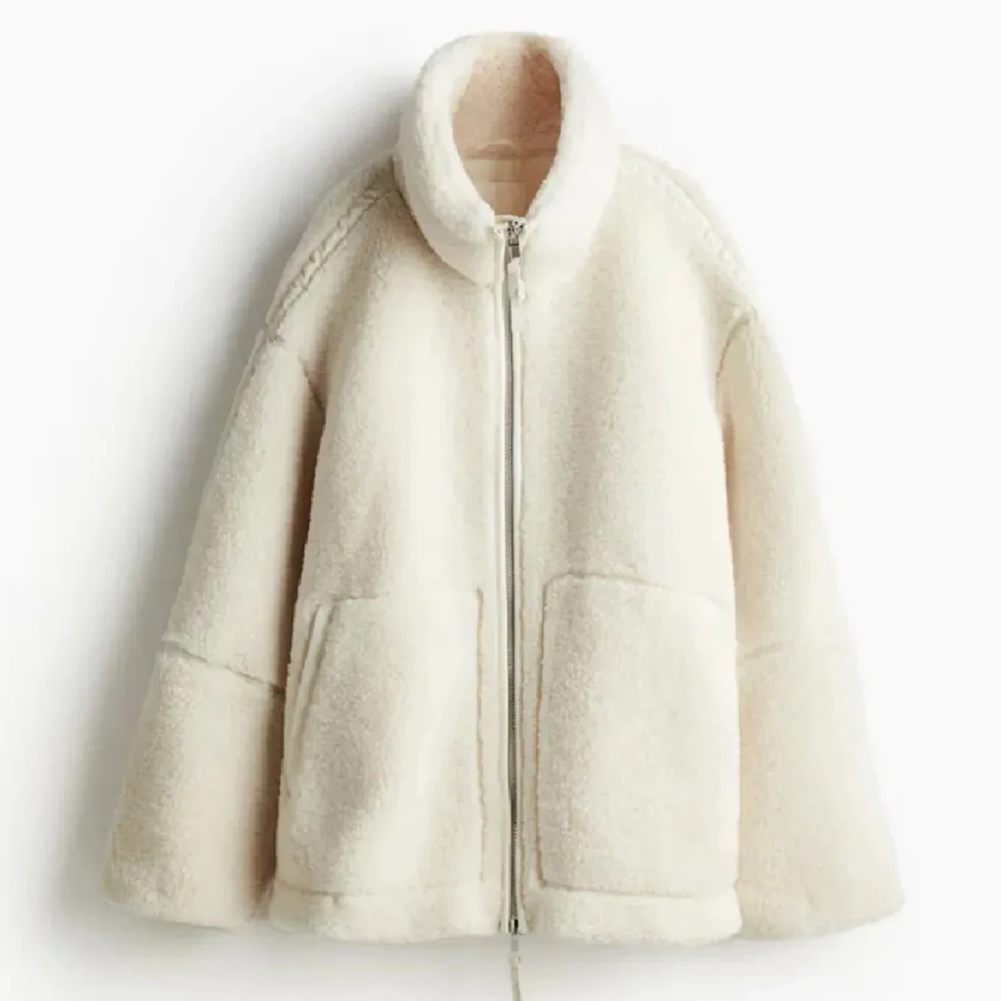 Vit teddyjacka med dragkedja - 1