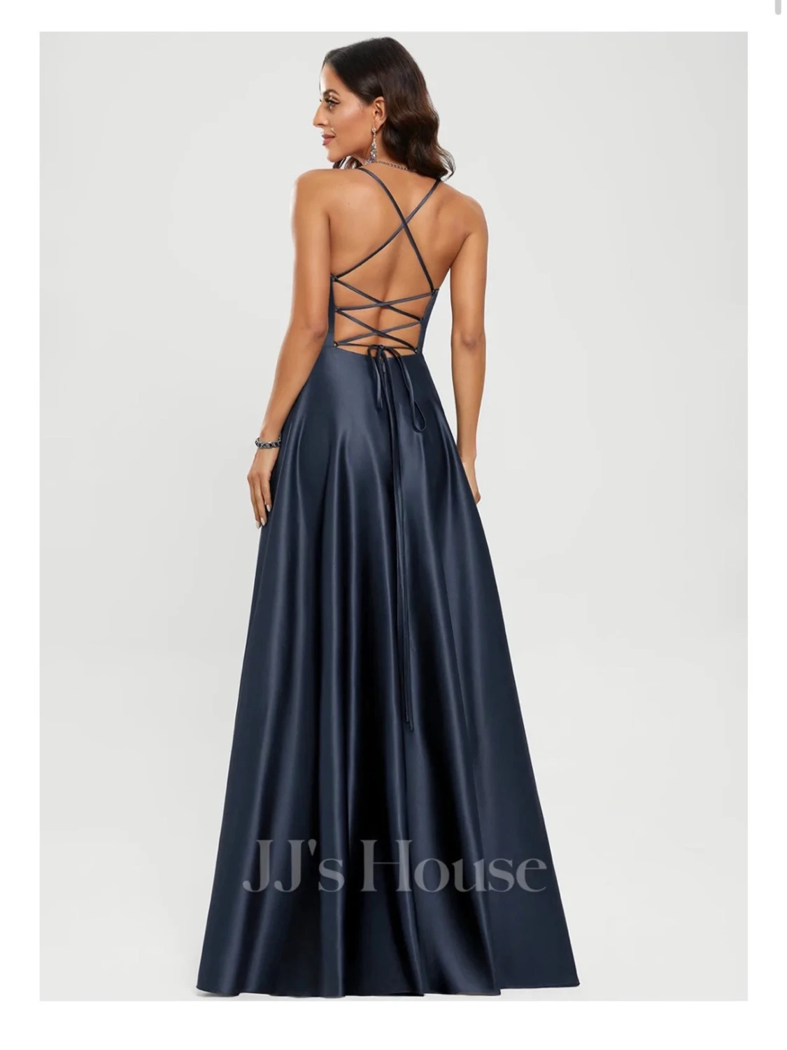 Blå balklänning med slits - 6