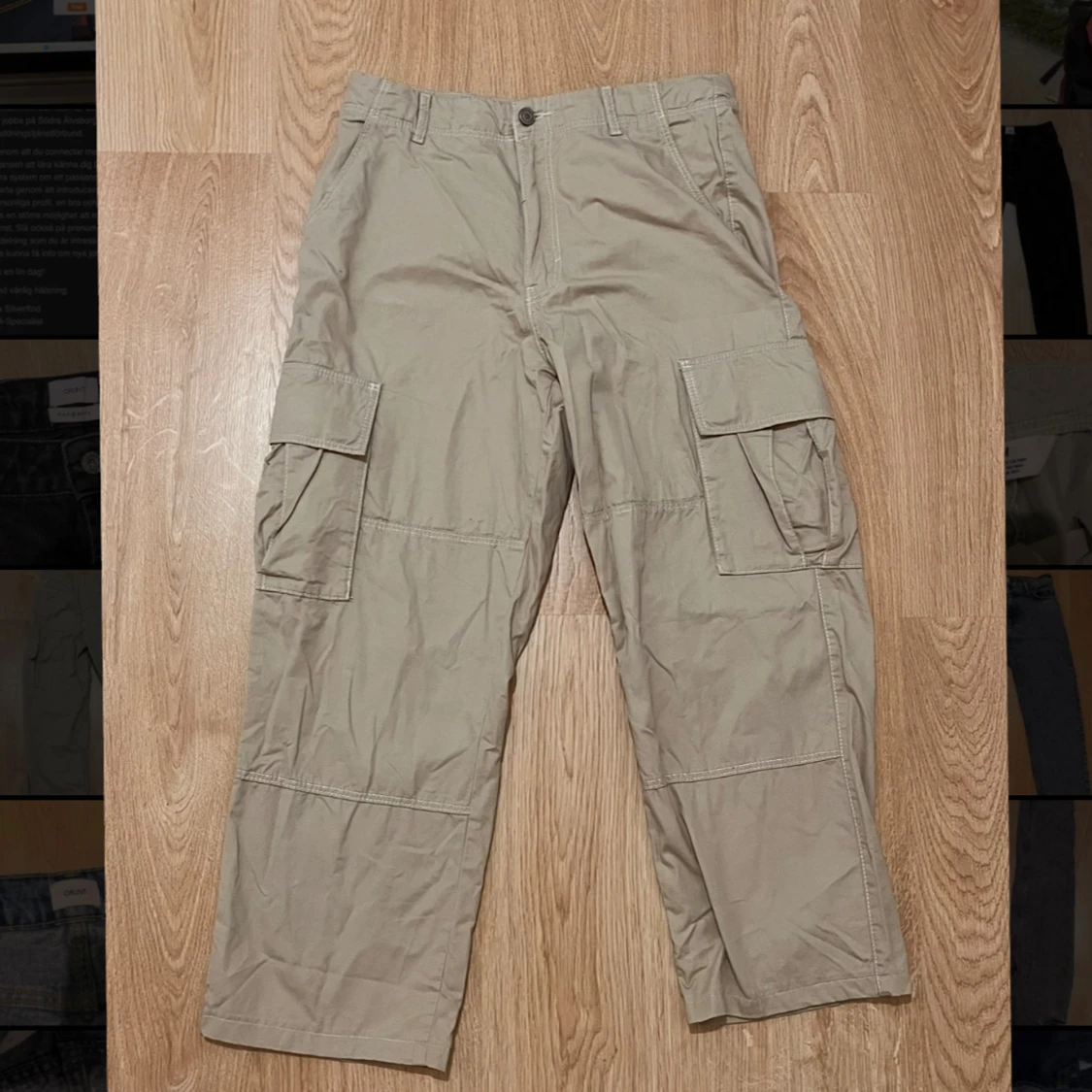 Beiga cargobyxor från H&M, stl 170