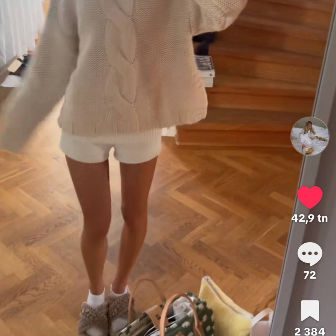 Beige stickad tröja med fläta från Zara  - 1