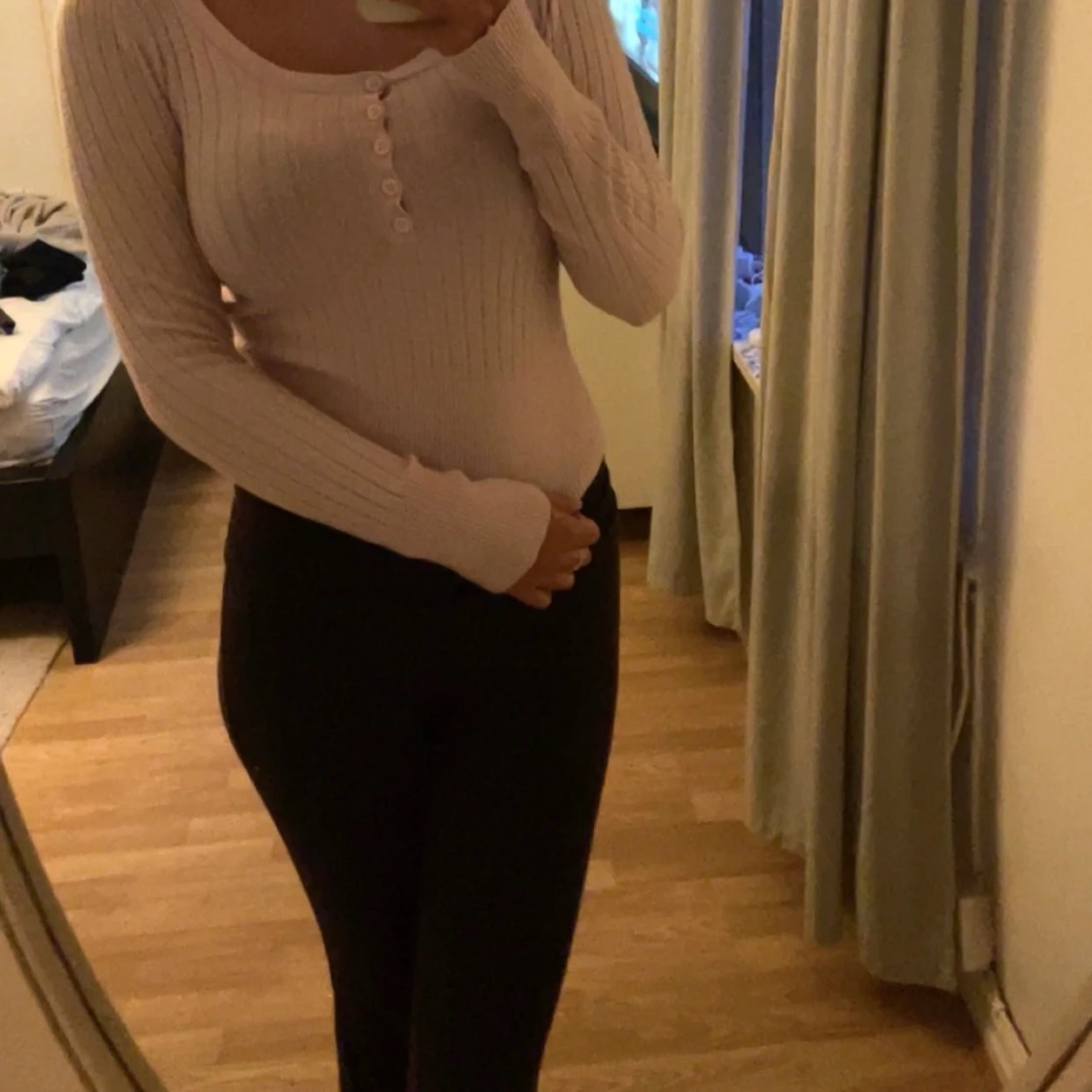 Babyrosa ribbad tröja