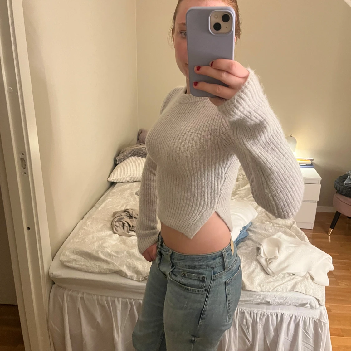 Ljusgrå stickad tröja - 1