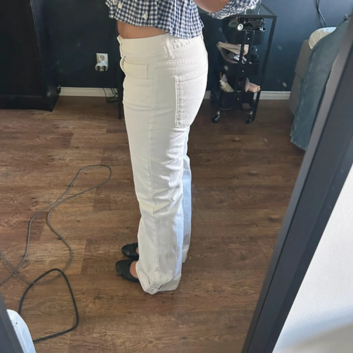 Vita raka jeans med låg midja - 1