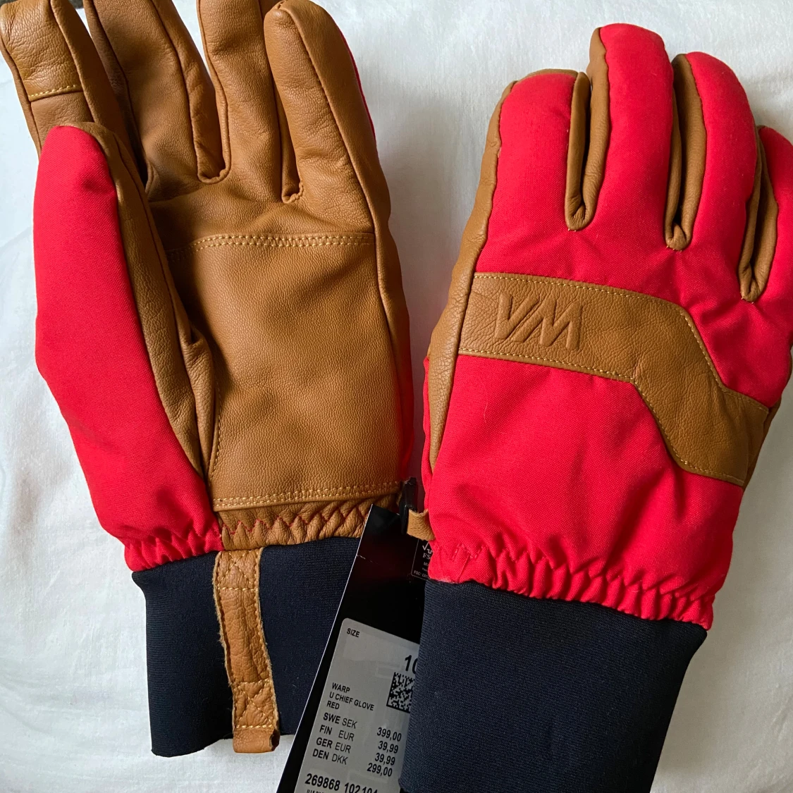 Röda och bruna VM handskar i skinn