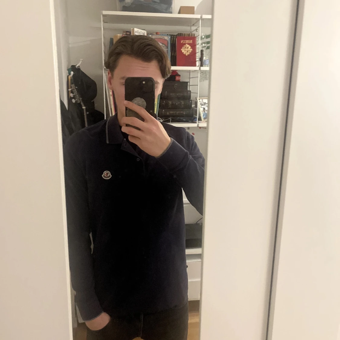 Mörkblå långärmad pikétröja Moncler - 4