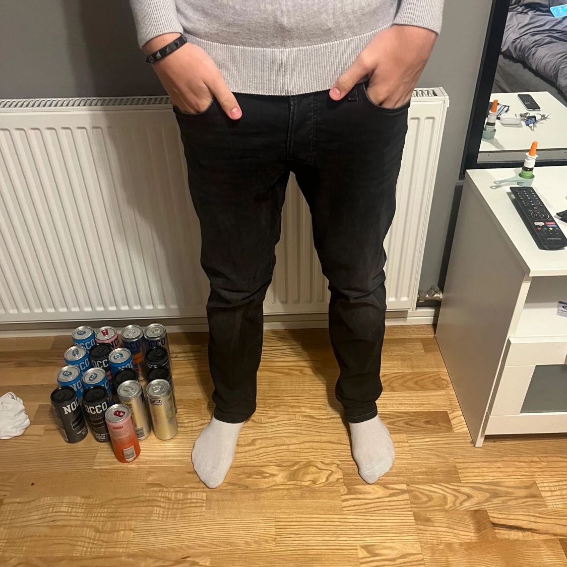 Svarta Jack and Jones slim Glenn jeans