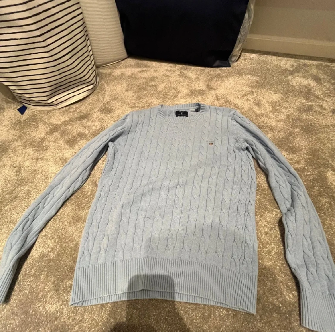 Ljusblå Kabelstickad Gant Tröja