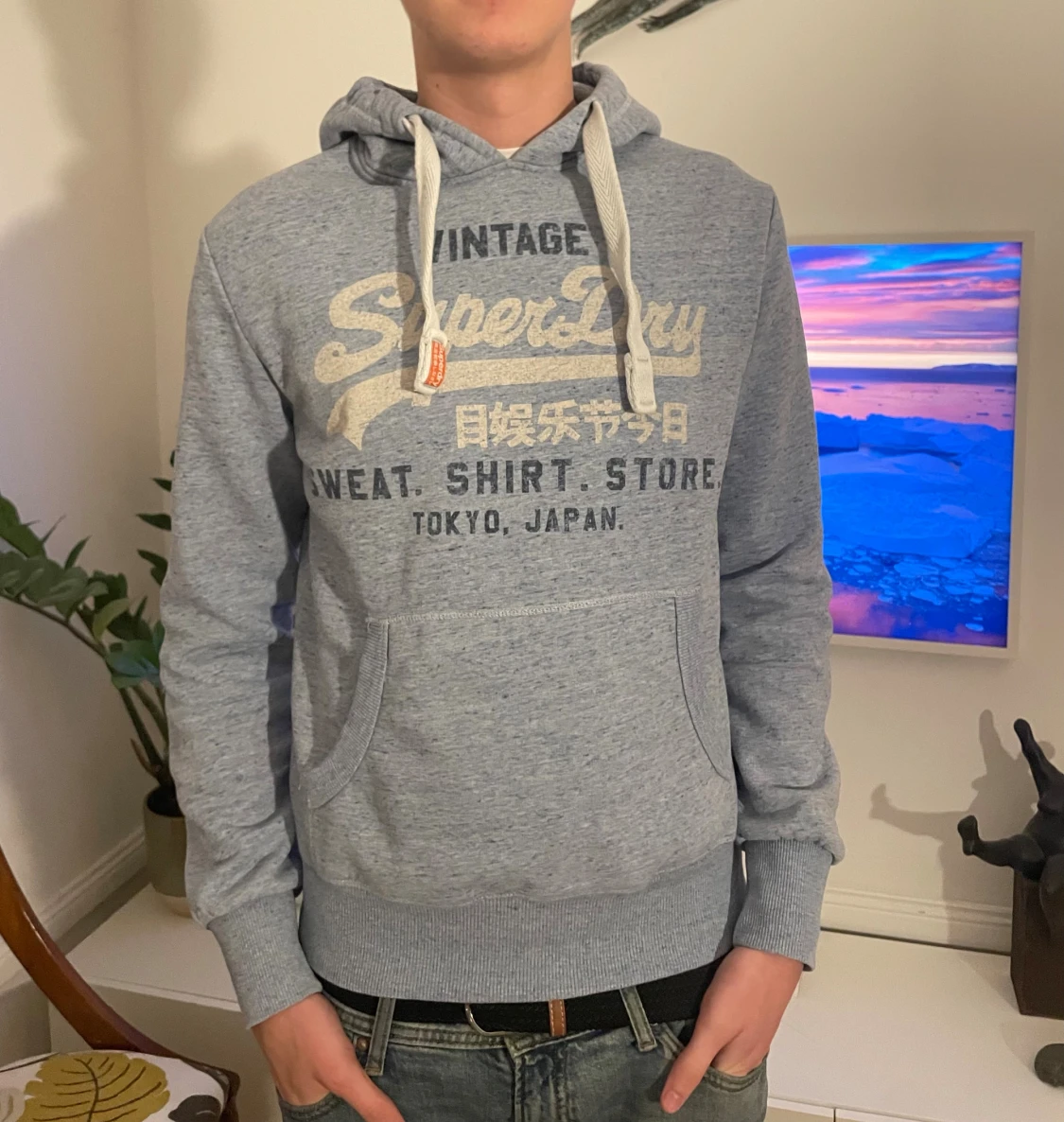 Ljusblå Superdry hoodie