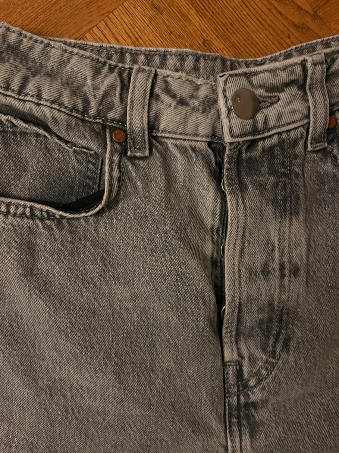 Gråa wide jeans med hög midja - 1