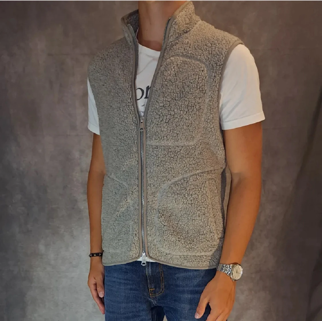 Beige/grå fleeceväst från J.Lindeberg - 2