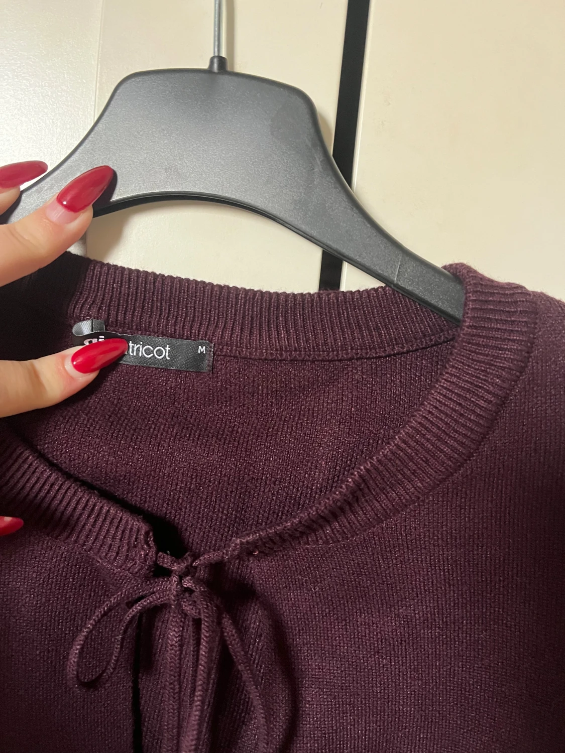 Mörklila kofta med snörning från Gina Tricot - 1