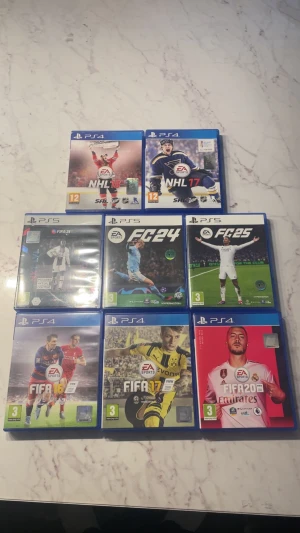  FIFA och NHL-spel (PS4 & PS5) - Perfekt för sportfantasten! Här får du en samling av populära FIFA- och NHL-spel till PS4 och PS5. Spela fotboll och hockey med vänner, utmana dig själv och upplev spänningen i världens största ligor. Passar både nybörjare och erfarna gamers. 📍📍GE RIMLIGA BUD!!