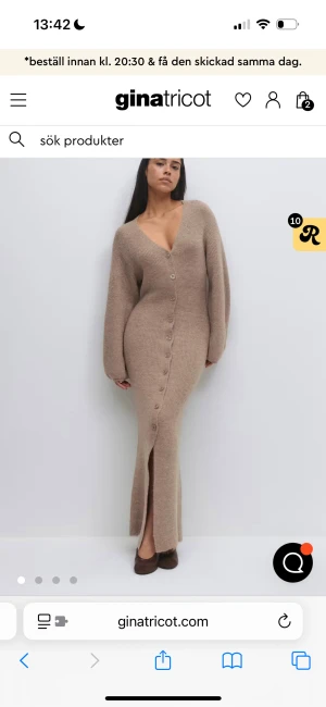 Stickad klänning  - Jättefin stickad klänning från Gina. Nypris 599 säljer för 300. Aldrig använd. Strl xs. Slutsåld på hemsidan. 