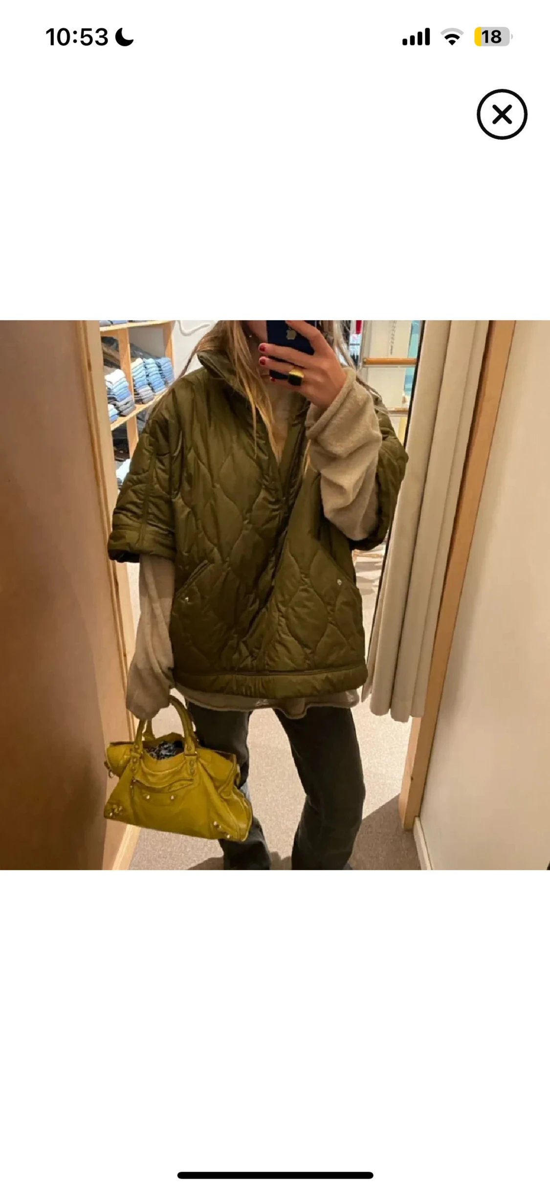 Quiltad grön pufferjacka