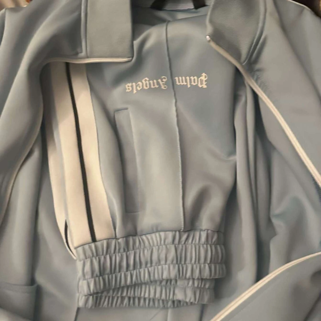 Ljusblå Palm Angels zip hoodie - 1