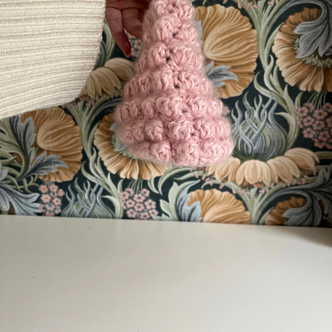 Rosa stickad clutch/necessär - 3