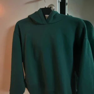 Mörkgrön hoodie med huva - mörkgrön hoodie med huva. Tröjan har lång ärm och en klassisk passform, perfekt för dig som gillar en chill look. Materialet känns mjukt och skönt mot huden. Endast använt en gång❣️