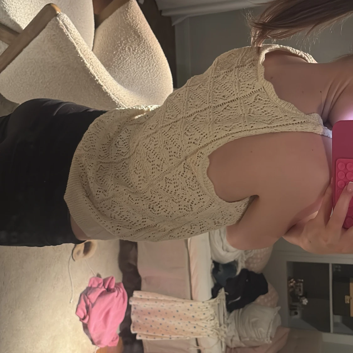 Stickad linnetopp från MNG i beige - 1