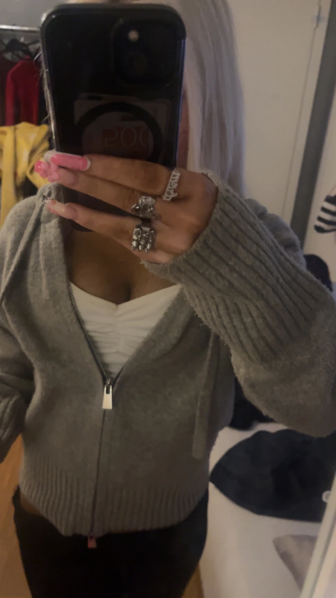 stickad zara hoodie 🤍 - 1