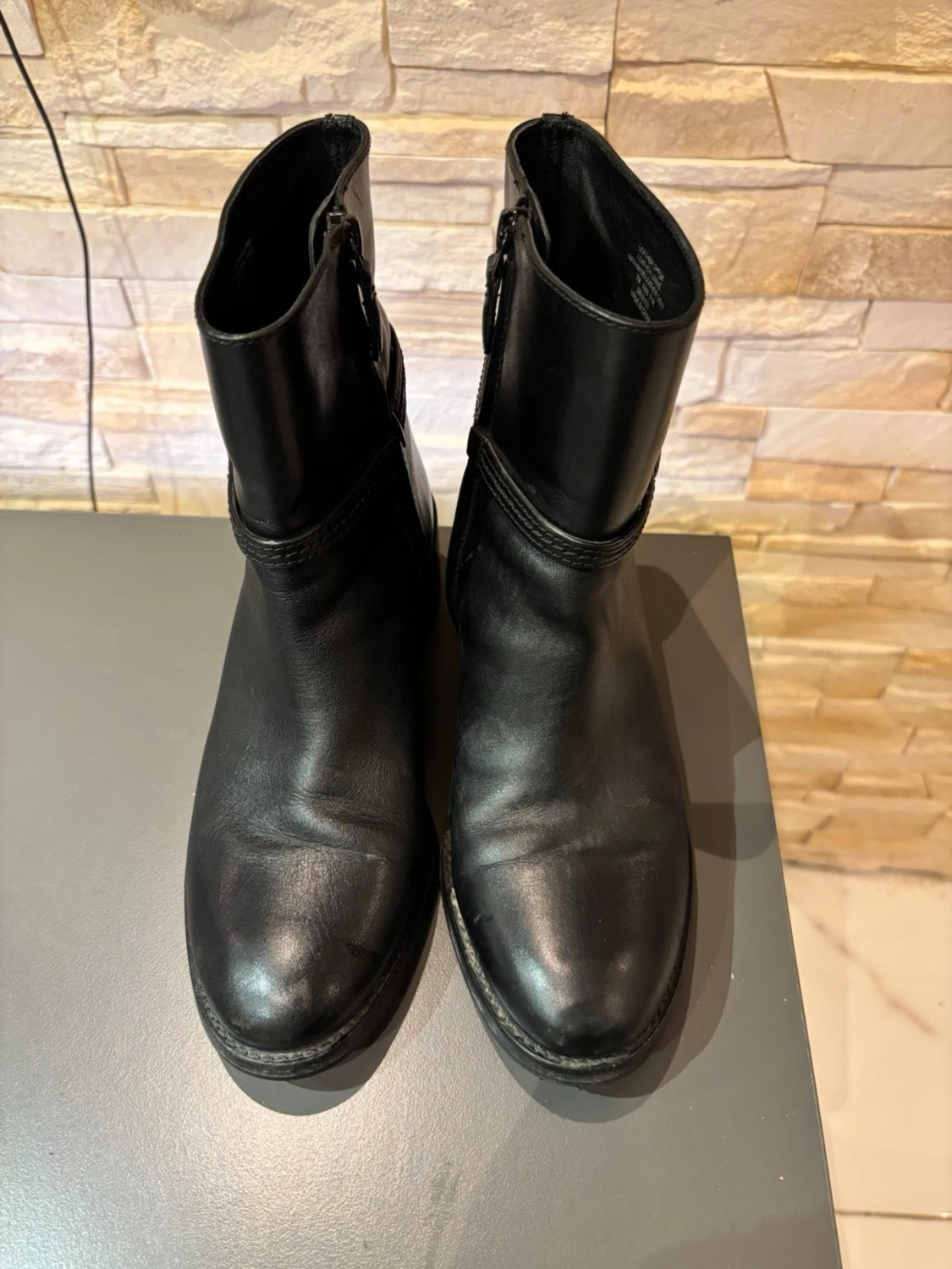 Svarta boots i skinn med dragkedja - 5