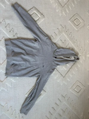 Grå A.P.C hoodie - En grå A.P.C hoodie. Har ett snyggt tryck på framsidan. Är äkta har kvitto digitalt. Haft i ca 1 år med är knappats använd. Har fått lite färg på slutet av vänstra baksida av ärmen (se på bilderna), men syns knappast när man har på sig hoodien. Hör av er vid intresse kan fixa bild med den på om beviljad. 