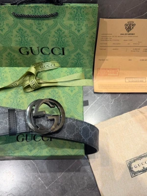 Svart GG-mönstrat bälte från Gucci - Snyggt svart bälte från Gucci. Pris kan diskuteras