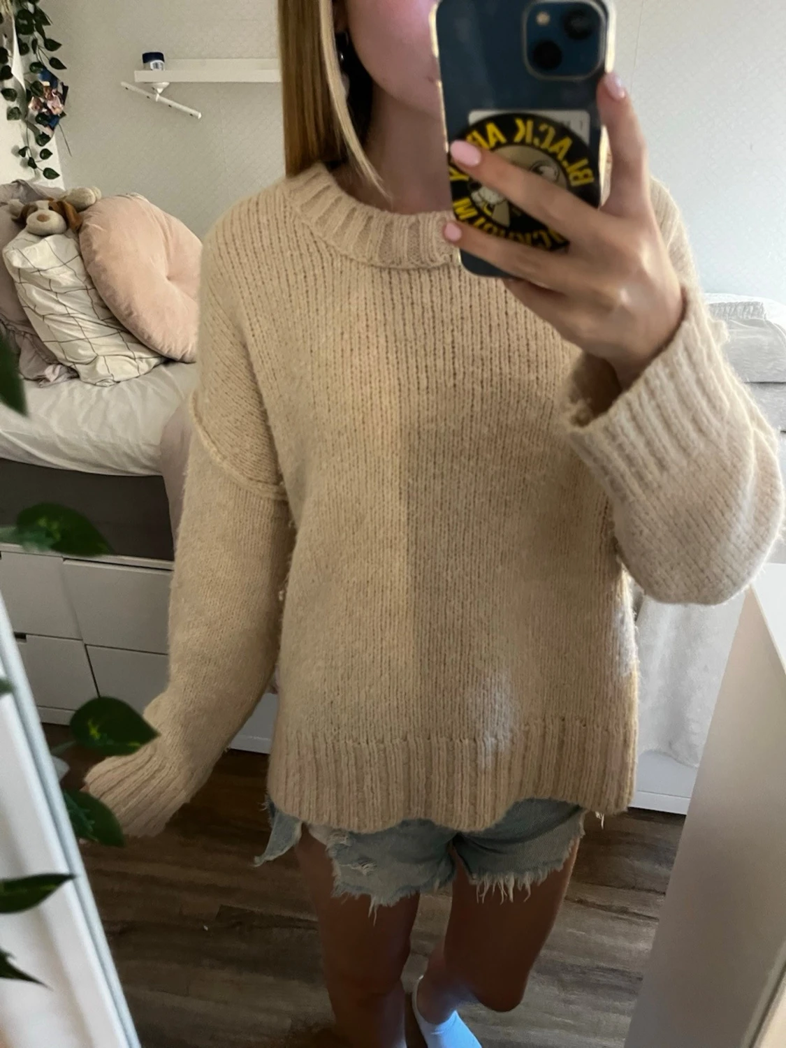 Beige oversized stickad tröja - 1
