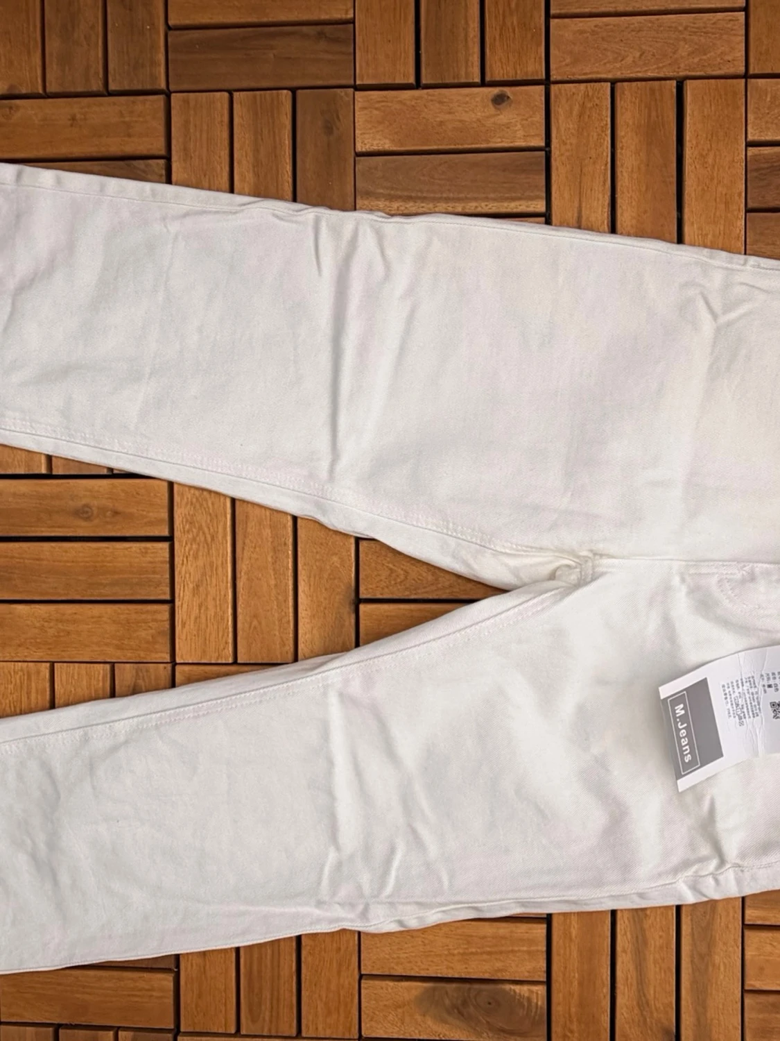 Vita raka jeans med hög midja - 1
