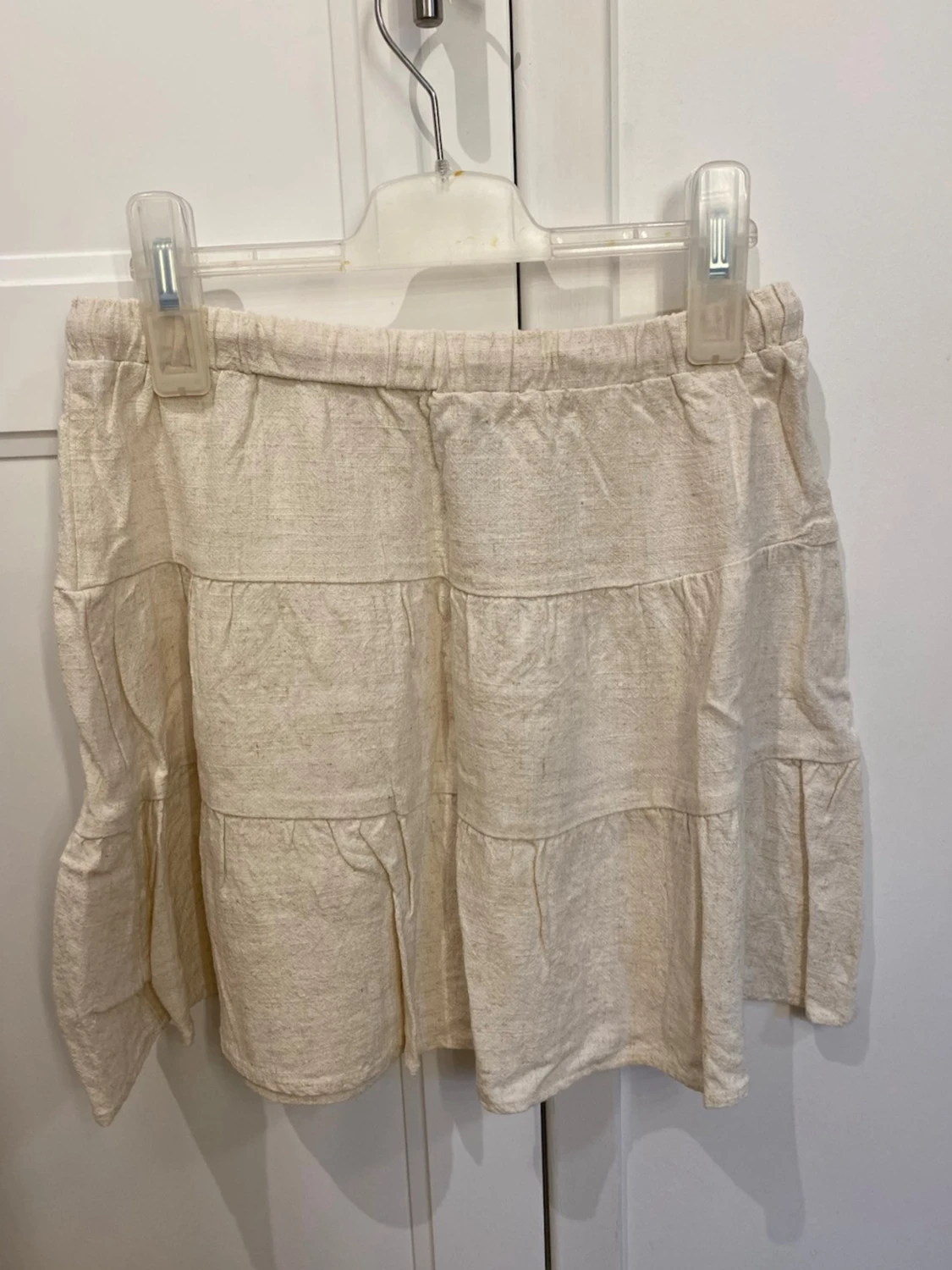 Beige linnekjol med snörning - 2