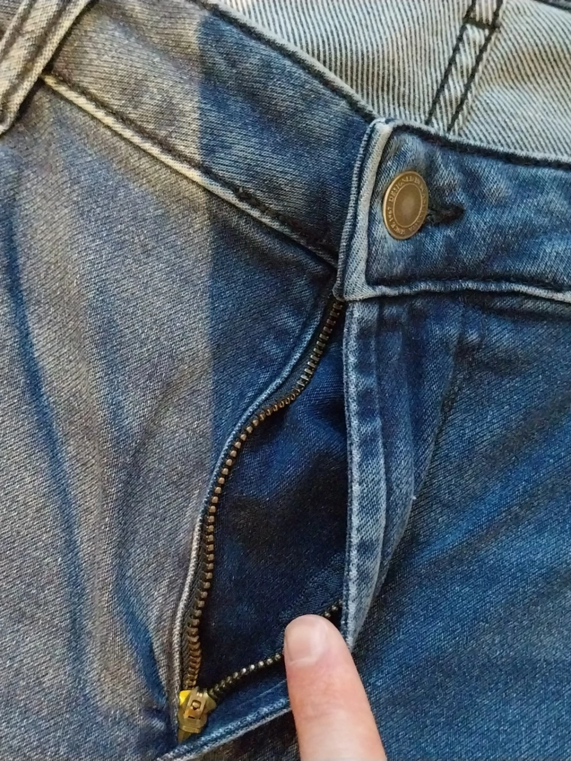 Blå raka jeans med dragkedja - 1