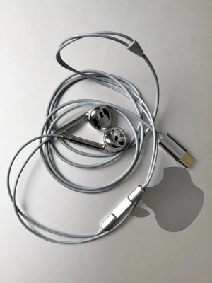 Silverfärgade USB-C-hörlurar med mikrofon  - Silvriga hörlurar med USB-C kontakt och mikrofon. Klassisk design och sladd i matchande färg.                   Skickas väl packade och snabbt 😊