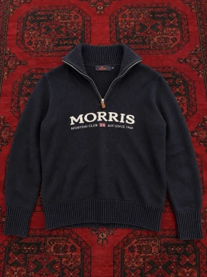 Stickad Morris quarter zip - mörkblå - Skick 8/10 utan defekter | riktigt snygg och efterfrågad quarter zip som är perfekt inför säsongen | storlek : EU M | tvättas och fräschas upp innan frakt! 🤝💯