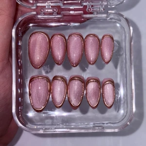medium almond cateye gel-x pressons  - handmade gel-x press-ons! size: L  with purchase, you get a care kit including nail glue, sticky tabs, nail file and buffer! feel free to contact me if you have any questions!