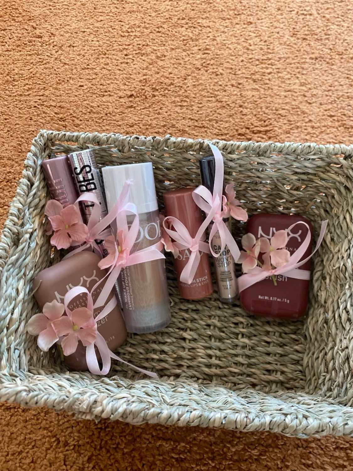 Basmakeup-kit i rosa toner - 1