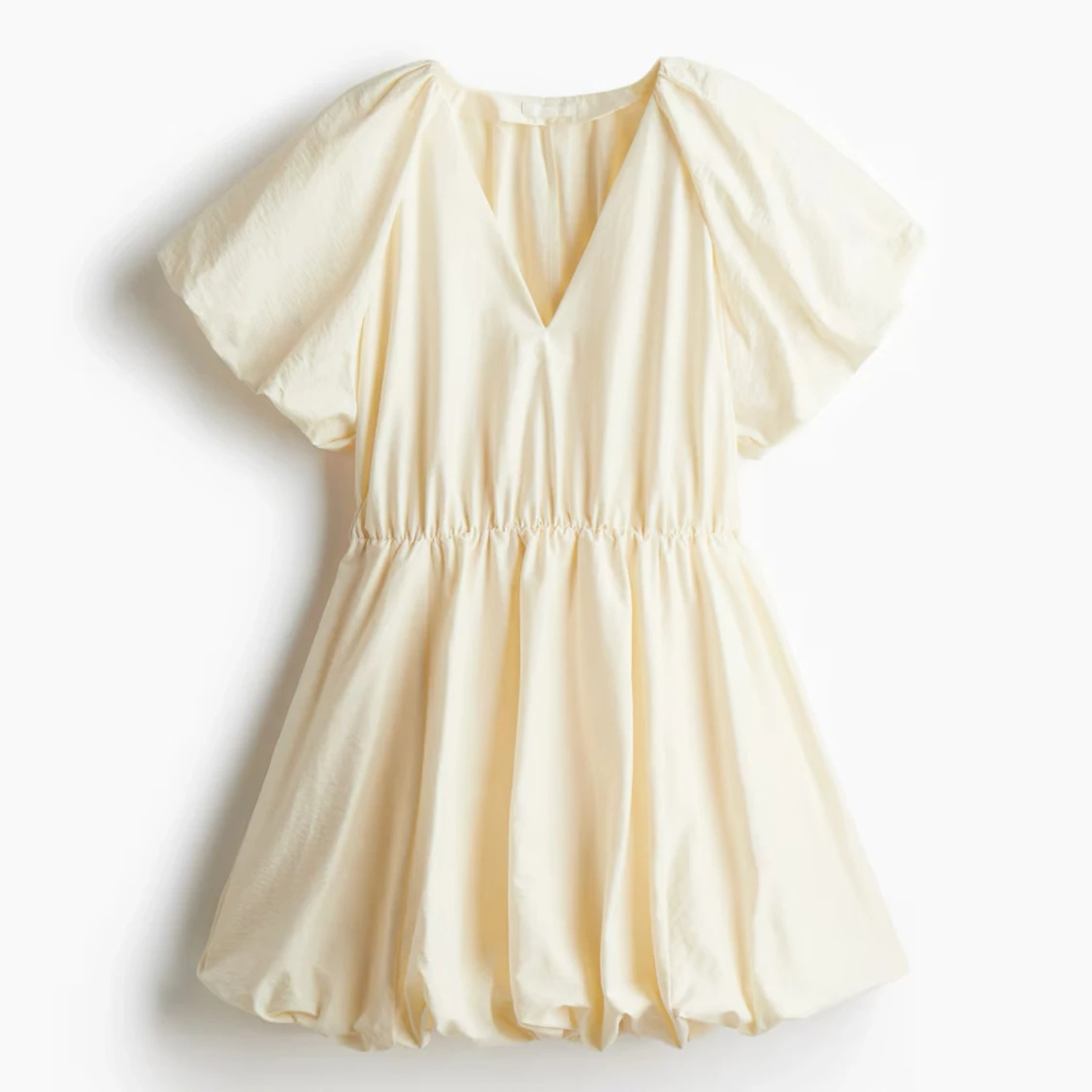 Ljus kortklänning med puffärmar - 2