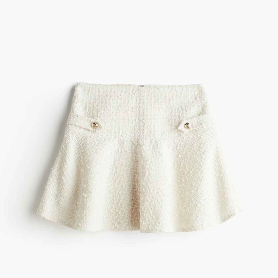 Vit tweedkjol med dekorativa knappar - 1
