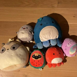 Squishmallow samling  - 6 olika squishmallows, två stora och 4 små. 1 liten för 20 kr och 1 stor för 40 kr. 