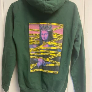 Grön hoodie med tryck - Grön hoodie med ett unikt tryck på baksidan. Hoodien har en klassisk passform med känguruficka och huva.🦖