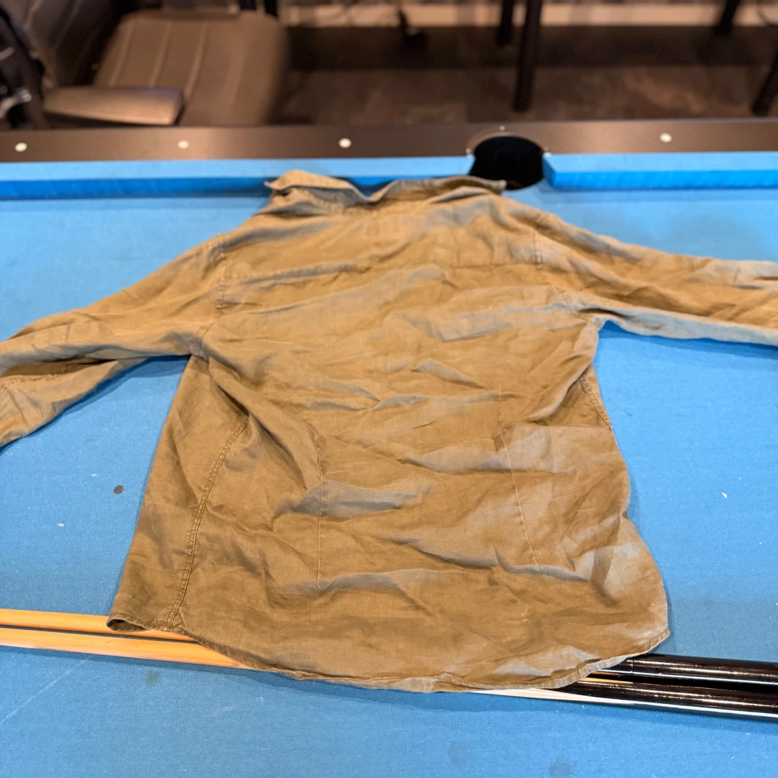 Olivgrön linneskjorta Bruun & Stengade - 3