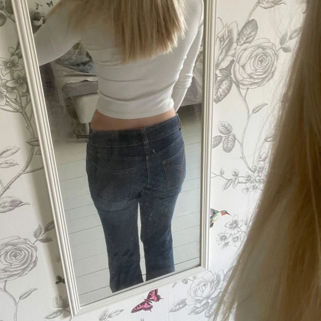 Lågmidjade blå bootcut jeans - 1
