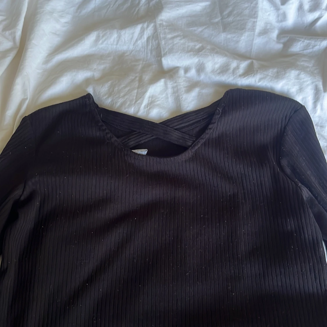 Svart ribbad långärmad tröja Lindex - 1